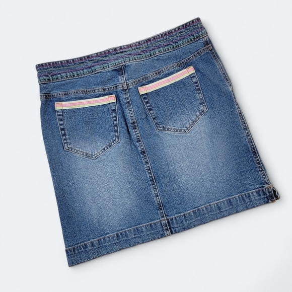 Lilly Pulitzer Denim Skirt Multi color Stitching and Pocket Trim Vtg Y2K Size 0 - Picture 1 of 15